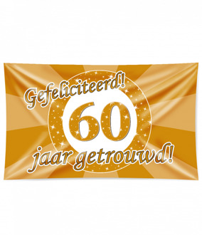 XXL Gevel vlag - 60 jaar getrouwd goud