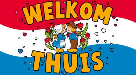 XXL Gevelvlag Welkom Thuis Cartoon Holland (150x90cm) Multikleur - Print