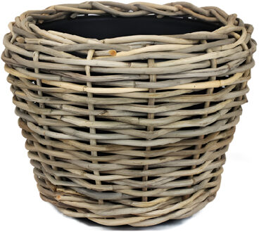 Xxl Rotan Plantenbak - 43 Cm Hoog - Grey Grijs