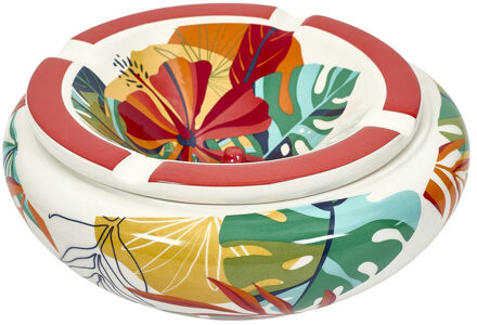 XXL size Storm Asbak Classic Flora - Kunststeen - D24 x H10 cm - print - voor binnen/balkon/serre