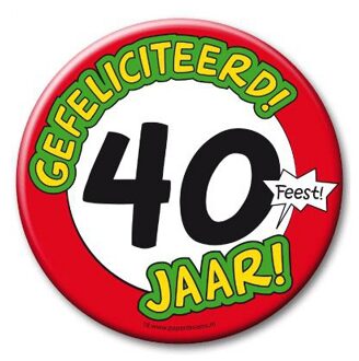 XXL verjaardags button 40 jaar thema - stopbord - feestartikelen - Fopartikelen Multikleur