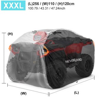 Xxxl Zwart Zilver 256Cm 100 "190T Motorfiets Waterdichte Hoes Rain Dust Zon Uv Quad Atv Protector case