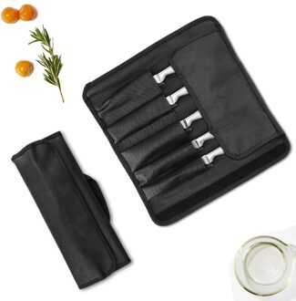 Xyj Draagbare Koksmes Zak Zwart Nylon Canvas Roll Bag Draagtas Tas Duurzaam Opslag Met 4 Zakken Keuken Tool