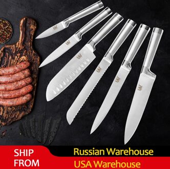 Xyj Roestvrijstalen Mes Keukenmessen Set Fruit Utility Santoku Chef Snijden Brood Mes Set Mes Cover Schede Gereedschap