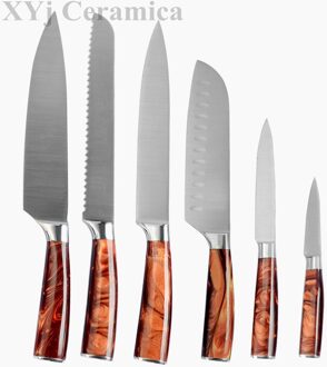 Xyj Rvs Keuken Tool Set 8 ''Chef Brood Snijden 7'' Hakken Santoku Messen 5 ''Utility Santoku 3.5'' Paring Slicer A 6stk reeks