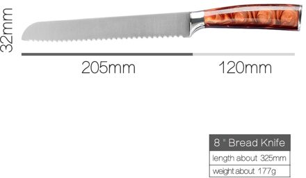 Xyj Rvs Keuken Tool Set 8 ''Chef Brood Snijden 7'' Hakken Santoku Messen 5 ''Utility Santoku 3.5'' Paring Slicer G 8 bread mes