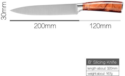 Xyj Rvs Keuken Tool Set 8 ''Chef Brood Snijden 7'' Hakken Santoku Messen 5 ''Utility Santoku 3.5'' Paring Slicer H 8 slicing mes