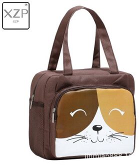 Xzp Draagbare Geïsoleerde Thermische Voedsel Picknick Lunch Tas Doos Tote Cartoon Tote Voedsel Verse Koeler Tassen Pouch Voor Vrouwen Meisje kids Bruin