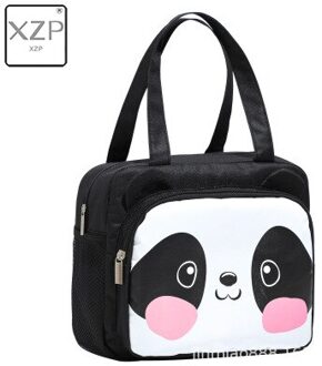 Xzp Draagbare Geïsoleerde Thermische Voedsel Picknick Lunch Tas Doos Tote Cartoon Tote Voedsel Verse Koeler Tassen Pouch Voor Vrouwen Meisje kids zwart