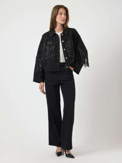 Y.A.S Yasaiko ls denim fringe jacket d2d dark grey den Veelkleurig - 40