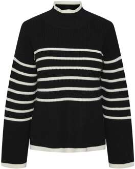 Y.A.S Yasalma ls knit pullover s. noos black/star white Zwart