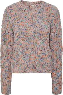 Y.A.S Yasconfetti knit pullover almond peach/multi Roze - L