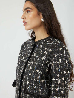 Y.A.S Yasvalenda ls tweed jacket show black Zwart - 36