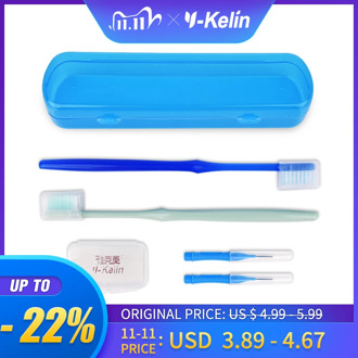 Y-kelin Portable Orthodontic Care Kit Dental Toothbrush Inter Brush Wax Floss Box