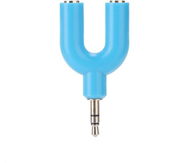 Y Shape 3.5Mm Koptelefoon Adapter Dubbele Jack Adapter Plug Stereo Hoofdtelefoon Splitter Voor Pc/MP3 Smartphone Player Delen muziek Blauw