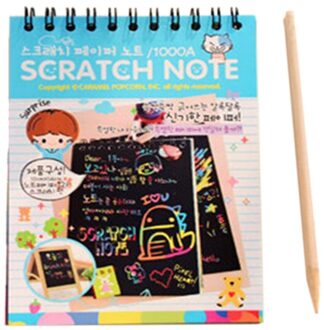 Y031 Creatieve Kleur Diy Coil Kras Foto Kinderen Graffiti Schetsboek Kras Schilderen Blauw