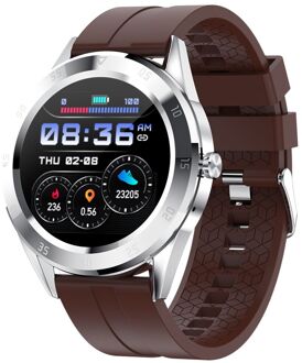 Y10 1.54 'Full Touch Mannen Smart Horloge IP68 Waterdicht Tarief Bloeddruk Bluetooth Gezondheid Sport Smartwatch Voor Android ios Licht Bruin