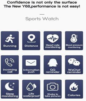 Y68 1.3-inch Fitness Tracker Smart Watch Sports Bracelet