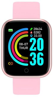 Y68 Bluetooth Smart Horloge V4.0 Sport Fitness Heartrate Smart Band Bloeddrukmeter Fitness Tracker Polsbandje Accessoires roze