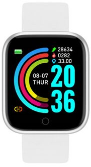 Y68 Bluetooth Smart Horloge V4.0 Sport Fitness Heartrate Smart Band Bloeddrukmeter Fitness Tracker Polsbandje Accessoires wit