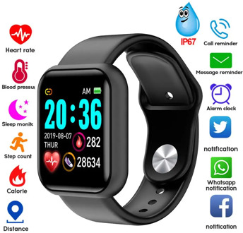 Y68 Men Women Waterproof Heart Rate Blood Pressure Monitor Bluetooth Smart Bracelet for iOS Android Fitness Tracker Smartwatch