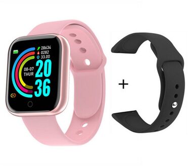 Y68 Smart Horloge Vrouwen Mannen D20 Pro Smarthwatch Hartslag Gezondheid Monitoring Bloeddruk Sport Tracker Smart Polsband Horloge Roze