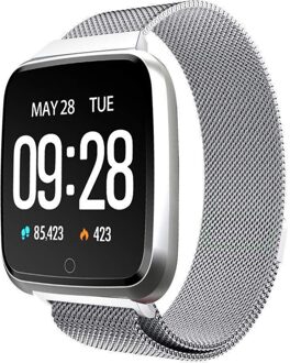 Y7 Smart Fitness Armband Bloeddruk Zuurstof Sport Tracker Horloge IP67 Waterdichte Hartslagmeter Polsband Voor Mannen Vrouwen zilver metal strap