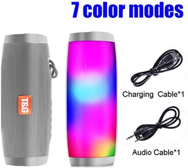 Yaba Krachtige Draagbare Luidsprekers Bluetooth Luidspreker Kolom Draadloze Speaker Met Led Nachtlampje Tf Fm Radio Boombox Ingebouwde mic 7kleur modes grijs