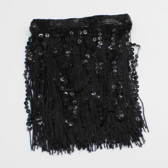 YACKALASI 3 Yds Latin Fringe Tassel Polyester Lovertjes Dans Jurk Trimmen Macrame Kant Diy Kledingstuk Trims Samba Kant 15- 30 cm 30cm / zwart