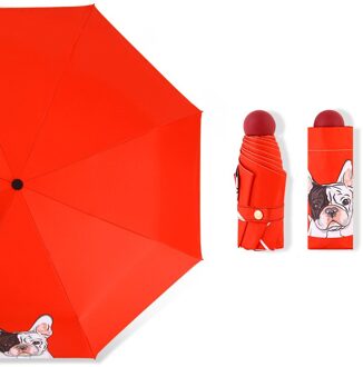 Yada Cartoon Hond 5-Opvouwbare Paraplu Voor Vrouwen Regenachtige Mini Pocket Paraplu Anti-Uv Kleine Dier Paraplu Parasol YS200005 YS200005RD