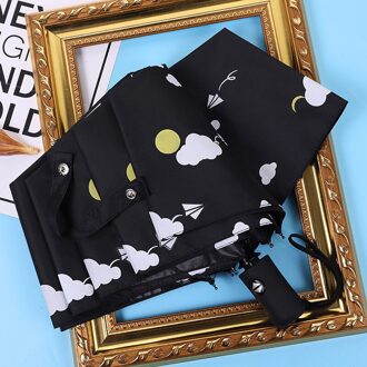 Yada Mode Cartoon Papier Vliegtuig Paraplu Clear Opvouwbare Automatische Paraplu Voor Kinderen Vrouwen Uv Regen Paraplu YD200342 YD200342BK