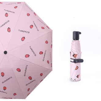 Yada Mode Fruit Aardbei Paraplu Clear Drie Folding Paraplu Voor Kinderen Vrouwen Uv Regen Winddicht Paraplu YS200012 YS200012PK