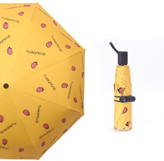Yada Mode Fruit Aardbei Paraplu Clear Drie Folding Paraplu Voor Kinderen Vrouwen Uv Regen Winddicht Paraplu YS200012 YS200012YE
