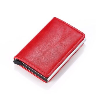 Yambuto Aluminium Creditcard Portemonnee Business Anti-Magnetische Bank Box Solid Unisex Kleine Tas Bruin Casuals Mini Case Card houders K9109-rood