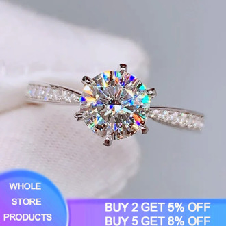 YANHUI High Quality Classic Eternity 1ct Wedding Rings Exquisite 100% Original 925 Silver Zirconia Diamond Rings For Women XR016