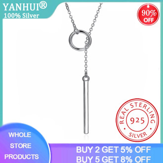 YANHUI New Arrivals 925 Sterling Silver Long Circle Necklaces & Pendants For Women Fashion sterling-silver-jewelry Dropshipping