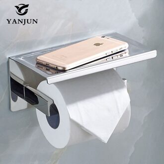 Yanjun Sanitair Papier Toiletrolhouder Met Telefoon Plank Zelfklevende Roll Dispenser Badkamer Accessoires YJ-8820
