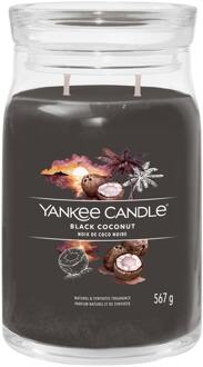 Yankee Candle Geurkaars Large - met 2 lonten - Black Coconut - 16 cm / ø 9 cm Zwart