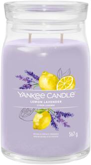 Yankee Candle Geurkaars Large - met 2 lonten - Lemon Lavender - 16 cm / ø 9 cm Paars
