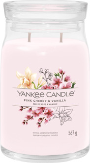 Yankee Candle Geurkaars Large - met 2 lonten - Pink Cherry & Vanilla - 16 cm / ø 9 cm Roze