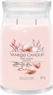 Yankee Candle Geurkaars Large - met 2 lonten - Pink Sands - 16 cm / ø 9 cm Roze