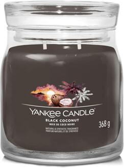 Yankee Candle Geurkaars Medium - met 2 lonten - Black Coconut - 11 cm / ø 9 cm Zwart