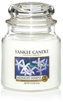Yankee Candle Geurkaars Medium Midnight Jasmine - 13 cm / ø 11 cm Wit