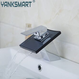 YANKSMART Badkamer Basin Sink Glas Uitloop Waterval Kraan Mengkraan Vanity Kraan Kraan Chrome S-089 Mengkraan Kraan