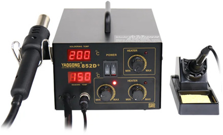 Yaogong 852D+ hot air digital bga rework station smd heater soldering iron