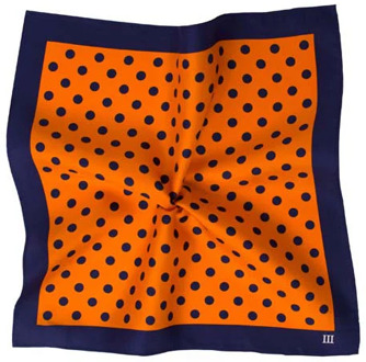 Yaro i zijden oranje pochet met navy stippen | - One size