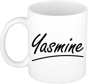 Yasmine voornaam kado beker / mok sierlijke letters - gepersonaliseerde mok met naam - Naam mokken Multikleur