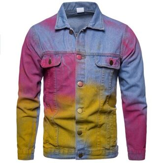 Yasuguoji Herfst Punk Stijl Streetwear Jeans Jas Mannen Mode Contrast Kleur Mens Denim Jacket Kleding Xl