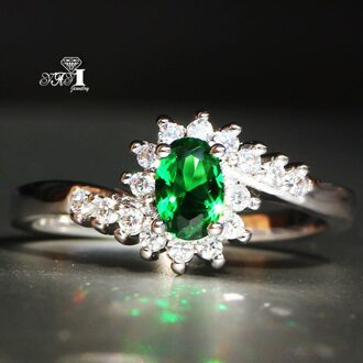 YaYI Sieraden Mode Prinses Cut 2.6 CT Groene Zirkoon Zilveren Kleur Verlovingsringen trouwringen Partij Ringen
