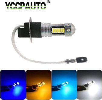YCCPAUTO 1Pcs Car H3 H1 LED Fog Light Bulbs White Yellow 30smd 4014 LED Auto Fog Lamp DRL Daytime Driving Light 6000K 12V